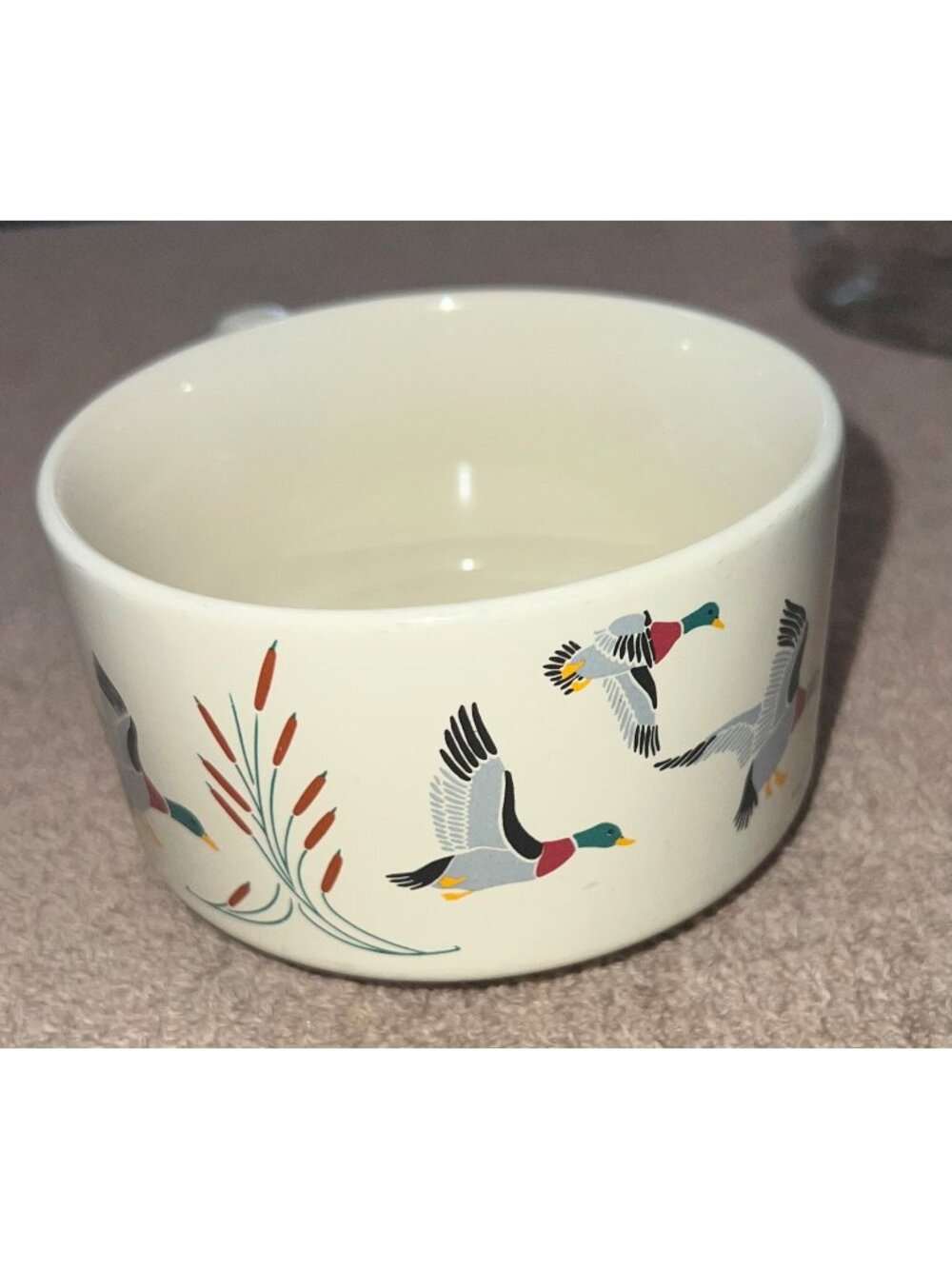 Vintage K.I.C. Mallard Duck Ceramic Mug Bowl Made In Korea Country Farmhouse EUC